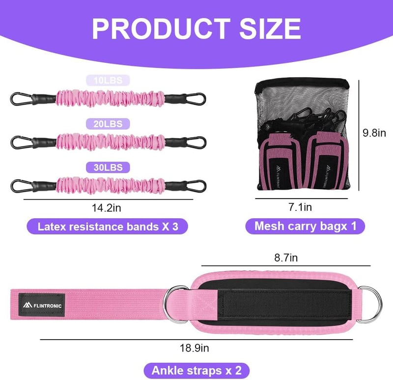 Flintronic Lábhurok D-Gyűrűs Kábelvonó Fitness Edzéshez Uniszex Bokavédő - #8 Black/Pink Set