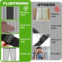 Flintronic Mágneses Szúnyogháló Ajtóra 100x200cm, Fekete Rovarháló Függöny Erkély Terasz Pince Ajtóhoz, Fúrás Nélkül 4