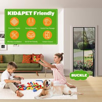 Flintronic Mágneses Szúnyogháló Ajtóra 100x200cm, Fekete Rovarháló Függöny Erkély Terasz Pince Ajtóhoz, Fúrás Nélkül 8