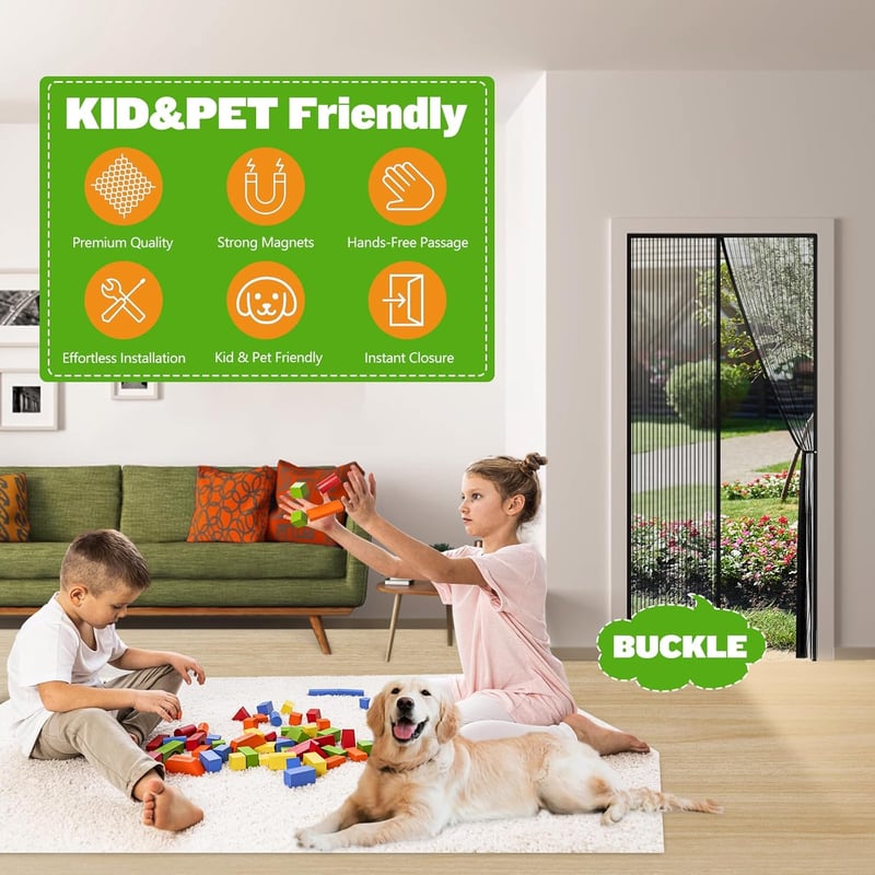 Flintronic Mágneses Szúnyogháló Ajtóra 100x200cm, Fekete Rovarháló Függöny Erkély Terasz Pince Ajtóhoz, Fúrás Nélkül