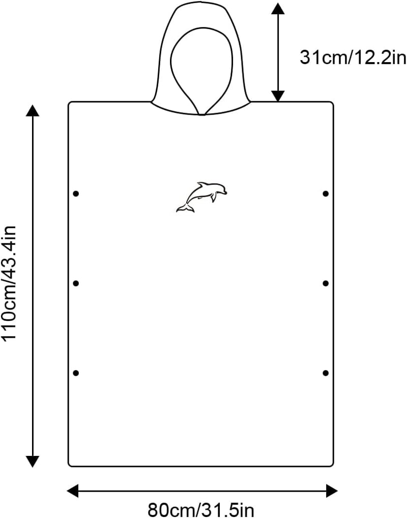 Flintronic Mikroszálas Fürdőponcsó 110x80cm - Gyorsan Száradó Kapucnis Öltözőköpeny Férfiaknak és Nőknek - Strandhoz, Szörfözéshez, Szaunáho