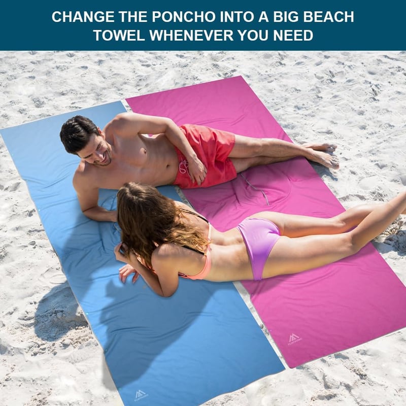 Flintronic Mikroszálas Surf Poncsó 110x80cm - Gyorsan Száradó Kapucnis Fürdőköpeny Férfiaknak és Nőknek - Strandhoz, Szörfözéshez, Szaunához