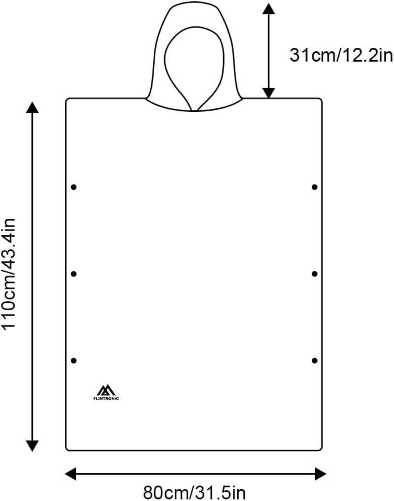 Flintronic Mikroszálas Surf Poncsó 110x80cm - Gyorsan Száradó Kapucnis Fürdőköpeny Férfiaknak és Nőknek - Strandhoz, Szörfözéshez, Szaunához