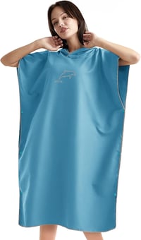 flintronic Mikroszálas Törölköző Poncsó 110x80cm - Gyorsan Száradó Fürdőköpeny Kapucnival, Öltözősegéd Férfiaknak és Nőknek, Strandhoz, Ször 1