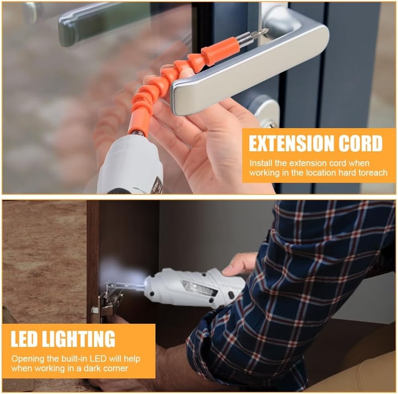 Flintronic Mini Akkus Csavarhúzó LED Világítással - 3,6V Újratölthető Kéziszerszám 45 Tartozékkal, USB Töltővel, Barkácsoláshoz