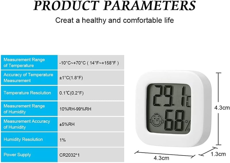 Flintronic Mini LCD Digitális Hőmérő és Páratartalom Mérő 2db Fehér
