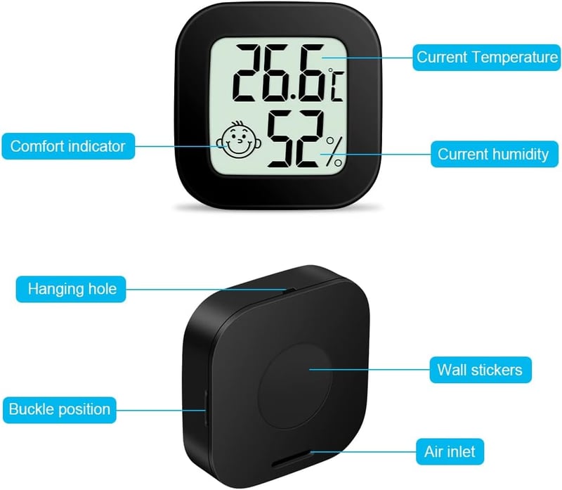 Flintronic Mini LCD Digitális Hőmérő és Páratartalom Mérő Fekete