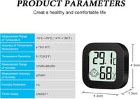Flintronic Mini LCD Digitális Hőmérő és Páratartalom Mérő Fekete 3