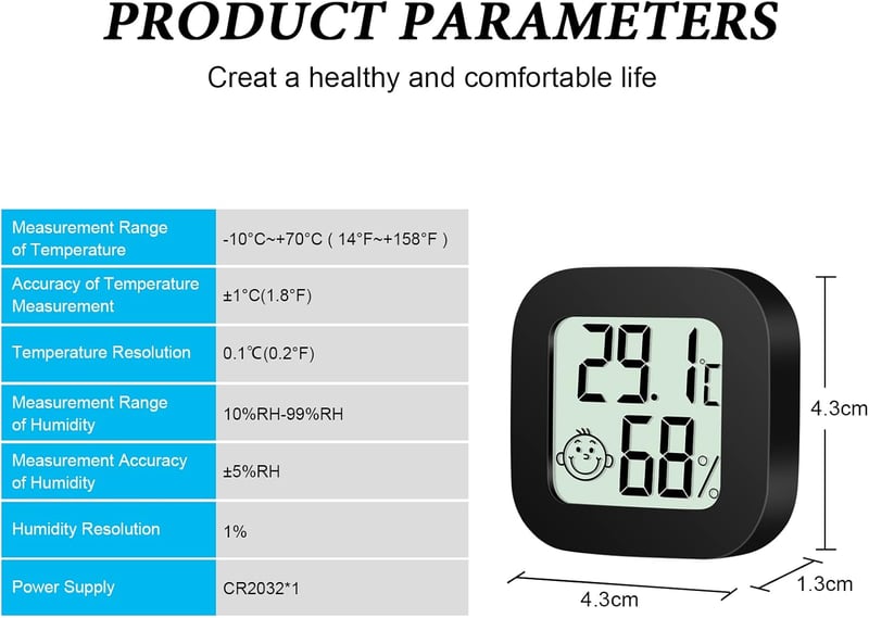 Flintronic Mini LCD Digitális Hőmérő és Páratartalom Mérő Fekete