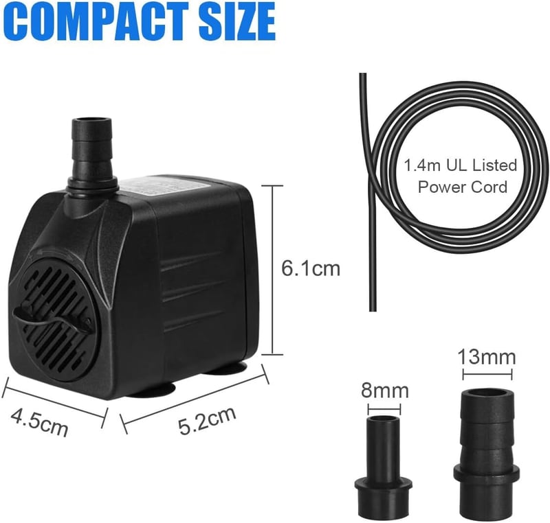 flintronic Mini Vízpumpa 600 L/h Csendes Akváriumhoz Szökőkúthoz Tóhoz