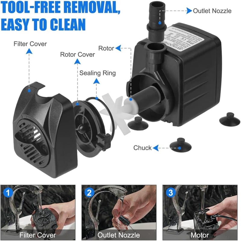 flintronic Mini Vízpumpa 600 L/h Csendes Akváriumhoz Szökőkúthoz Tóhoz