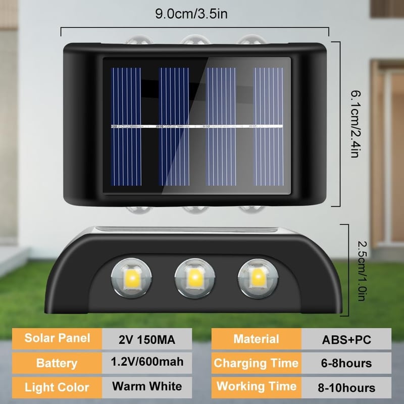 flintronic Napelemes Kültéri Lámpa Szett - IP65 Vízálló Fali Világítás, Állítható Fel-Le Fényszórás, 12 LED, Érintésvezérelt, Kerthez, Teras