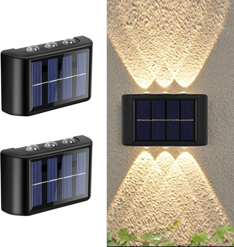 flintronic Napelemes Kültéri Lámpa Szett - IP65 Vízálló Fali Világítás, Állítható Fel-Le Fényszórás, 12 LED, Érintésvezérelt, Kerthez, Teras