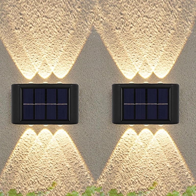 flintronic Napelemes Kültéri Lámpa Szett - IP65 Vízálló Fali Világítás, Állítható Fel-Le Fényszórás, 12 LED, Érintésvezérelt, Kerthez, Teras