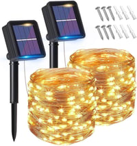 Flintronic Napelemes LED Kerti Fényfüzér Vízálló 8 Módú Meleg Fehér 1