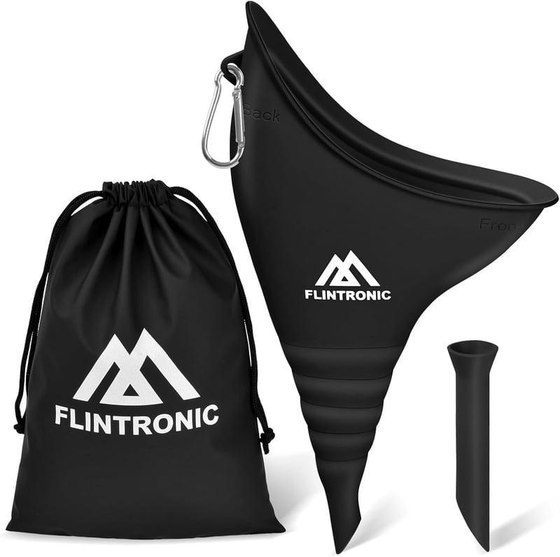 flintronic Női Vizelettartály Csővel, Hordozható Női Urinal Kempinghez és Utazáshoz - Black