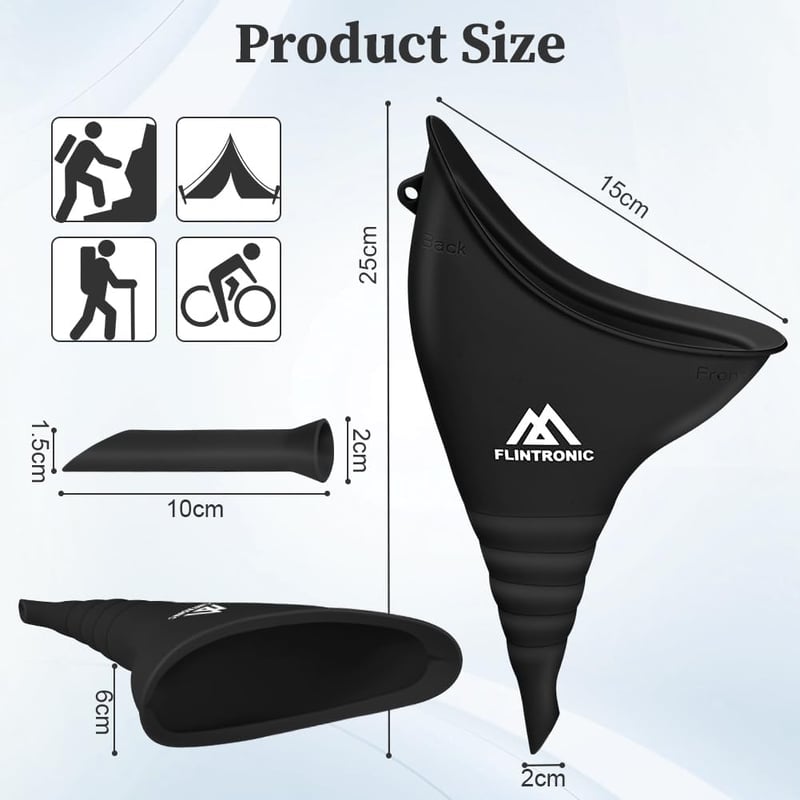 flintronic Női Vizelettartály Csővel, Hordozható Női Urinal Kempinghez és Utazáshoz - Black