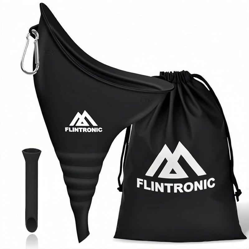 flintronic Női Vizelettartály Csővel, Hordozható Női Urinal Kempinghez és Utazáshoz - Black
