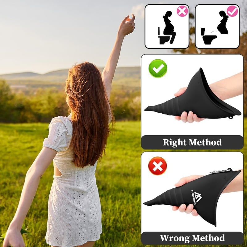 flintronic Női Vizelettartály Csővel, Hordozható Női Urinal Kempinghez és Utazáshoz - Black