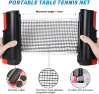 flintronic Összecsukható Ping Pong Hálózat 170 cm, Hordozható Asztalitenisz Háló Beltéri és Kültéri Használatra - black red 4