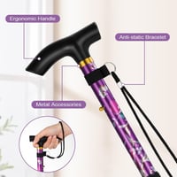Flintronic összecsukható sétabot 5 fokozatú magasságállítással, könnyű és hordozható - Purple print 3