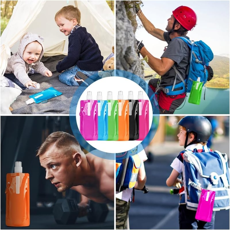 flintronic Összecsukható Vízpalack 500ml BPA-Mentes 6 db Utazáshoz Sporthoz