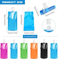 flintronic Összecsukható Vízpalack 500ml BPA-Mentes 6 db Utazáshoz Sporthoz 2