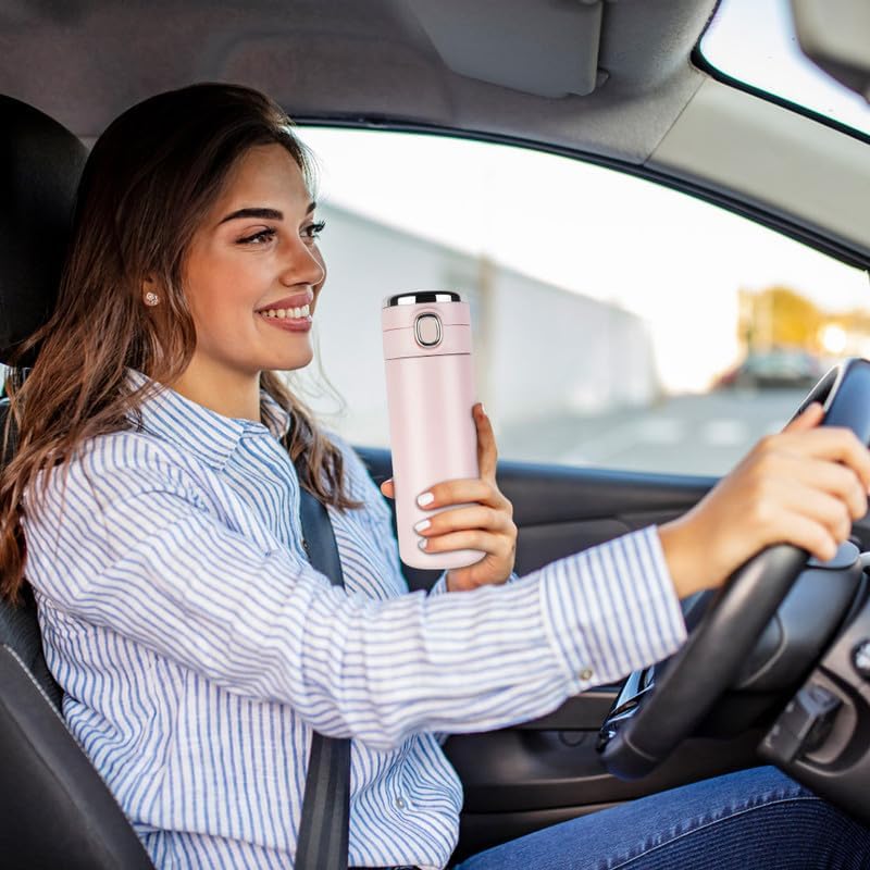 Flintronic Termosz 450ml - Rozsdamentes Acél Hőszigetelt Kulacs LED Hőmérséklet Kijelzővel, BPA-mentes Vákuumszigetelt Pohár