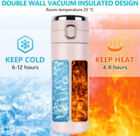 Flintronic Termosz 450ml - Rozsdamentes Acél Hőszigetelt Kulacs LED Hőmérséklet Kijelzővel, BPA-mentes Vákuumszigetelt Pohár 6