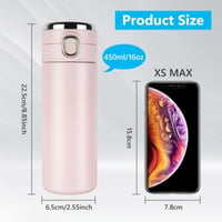 Flintronic Termosz 450ml - Rozsdamentes Acél Hőszigetelt Kulacs LED Hőmérséklet Kijelzővel, BPA-mentes Vákuumszigetelt Pohár 2