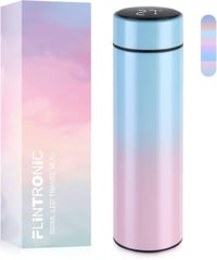 Flintronic Termosz 500ml - Rozsdamentes Acél Hőszigetelt Kulacs LCD Hőmérséklet Kijelzővel - Vízálló, BPA-mentes Termobögre Kávéhoz, Teához  1