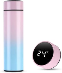 Flintronic Termosz 500ml - Rozsdamentes Acél Hőtartó Kulacs LCD Hőmérséklet Kijelzővel, Mosogatógépben Mosható, BPA-mentes Okos Termobögre H 8