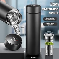 Flintronic Termosz 500ml - Vákuumszigetelt Rozsdamentes Acél Kulacs LCD Hőmérséklet Kijelzővel - Szivárgásmentes Ivópalack Hideg-Meleg Italo 2