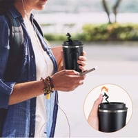 Flintronic Termosz Bögre 380ml - Dupla Falú Hőszigetelt Kávésbögre Cseppmentes Fedéllel, Rozsdamentes Acél Utazópohár Meleg és Hideg Italokh 5