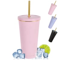 Termoska so slamkou a viečkom flintronic, 500 ml – ružová 2