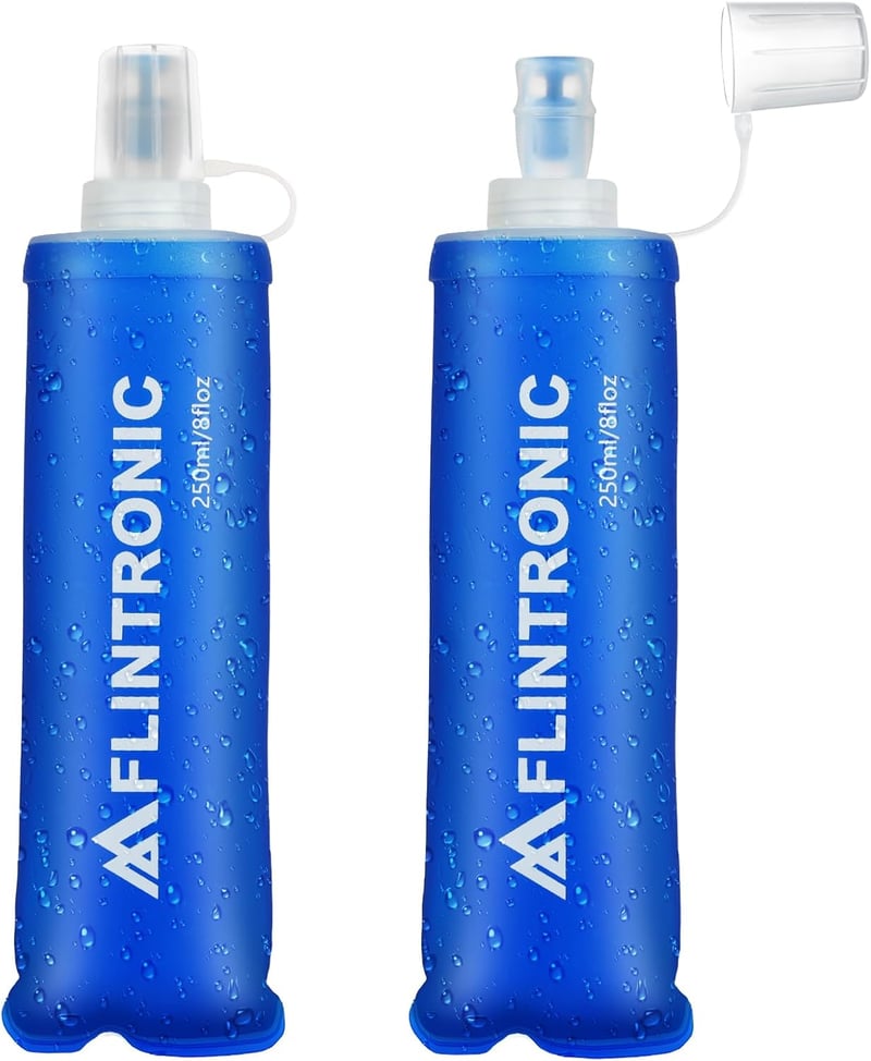 flintronic TPU összecsukható sportpalack 2db 250ml kék BPA-mentes kerékpár túra futás