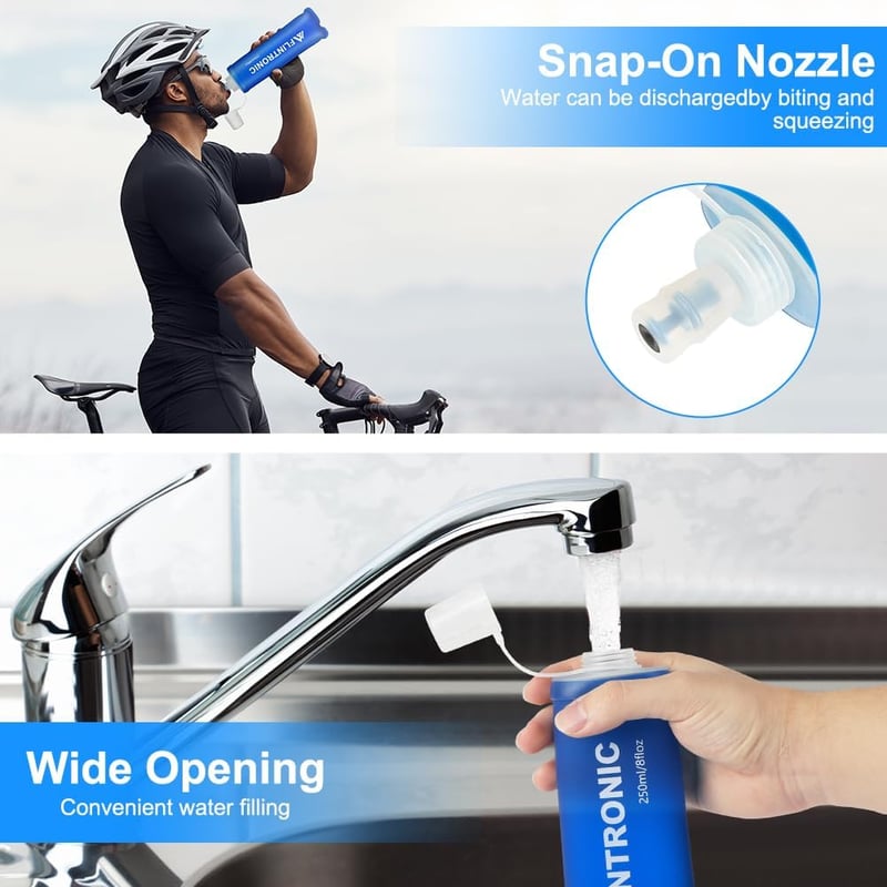 flintronic TPU összecsukható sportpalack 2db 250ml kék BPA-mentes kerékpár túra futás