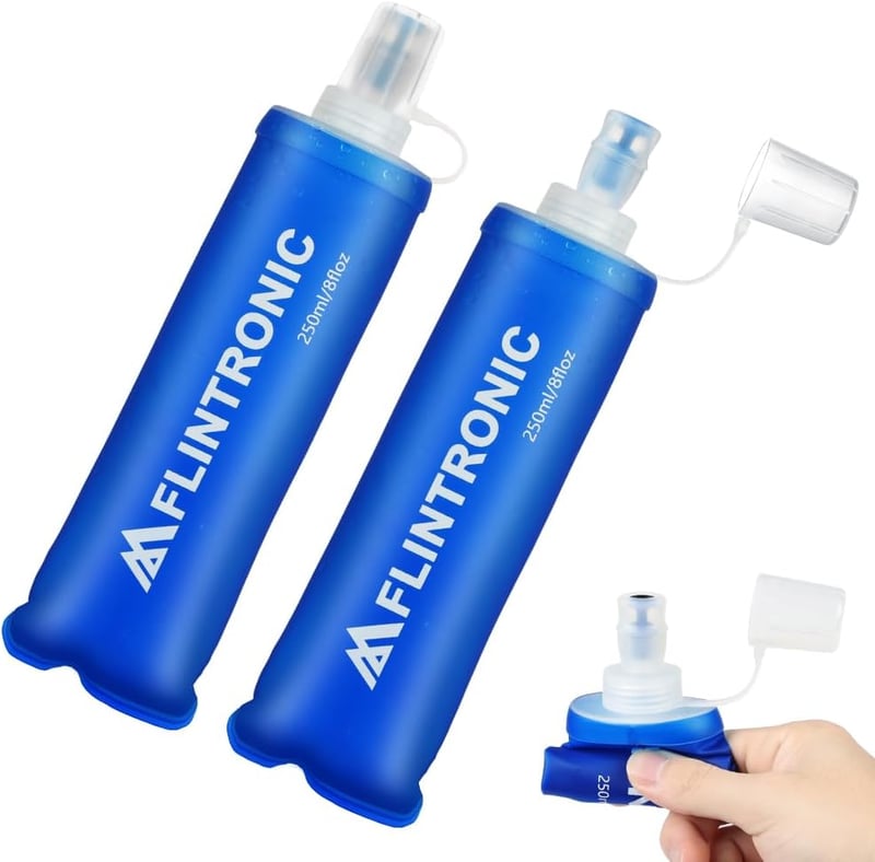 flintronic TPU összecsukható sportpalack 2db 250ml kék BPA-mentes kerékpár túra futás