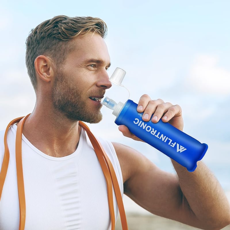 flintronic TPU összecsukható sportpalack 2db 250ml kék BPA-mentes kerékpár túra futás
