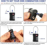 Flintronic TSA Utazási Biztonsági Zár 3 Számjegyű Kombinációs Lakat Bőrönd Táska Szekrény - Black-2 Pieces 5