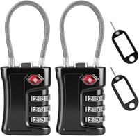 Flintronic TSA Utazási Biztonsági Zár 3 Számjegyű Kombinációs Lakat Bőrönd Táska Szekrény - Black-2 Pieces 1