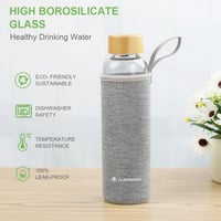 flintronic Üveg Kulacs 550ml - Szivárgásmentes Boroszilikát Ivópalack Védőborítással, Szénsavas Italokhoz, BPA-mentes, Könnyű Hordozható Pal 3