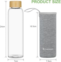 flintronic Üveg Kulacs 550ml - Szivárgásmentes Boroszilikát Ivópalack Védőborítással, Szénsavas Italokhoz, BPA-mentes, Könnyű Hordozható Pal 2