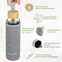 flintronic Üveg Kulacs 550ml - Szivárgásmentes Boroszilikát Ivópalack Védőborítással, Szénsavas Italokhoz, BPA-mentes, Könnyű Hordozható Pal 4