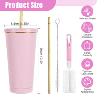 flintronic Vákuum Izolált Rozsdamentes Pohár 500ml Szívószállal és Fedővel 2