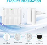 flintronic WiFi erősítő 1500 Mbps, 2000 m² lefedettség, 5G/2.4G kettős sáv, Ethernet port 2