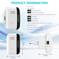 flintronic WiFi zosilňovač signálu 300 Mbit/s 2,4 GHz, WLAN opakovač s ethernetovým portom, režim AP, WiFi zosilňovač s dlhým dosahom pre všetky zariadenia 2