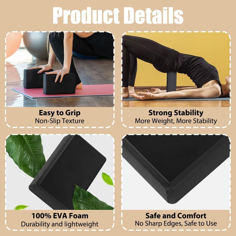 flintronic Yoga Blokk 2 db EVA Hab Pilates Meditáció Magas Sűrűségű - 2pcs-(purple+blue)