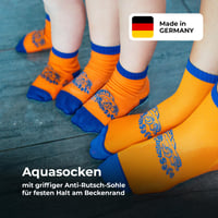 Șosete de înot Flipper SwimSafe cu talpă antiderapantă, albastru-portocaliu, pentru copii și bebeluși, pentru piscină, fabricate în Germania 2