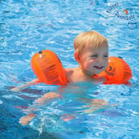 Plavecké rukávy Flipper SwimSafe pre bábätká a malé deti, nerozbitná plavecká pomôcka s penovým jadrom z PE, s hračkou delfína, oranžové 2